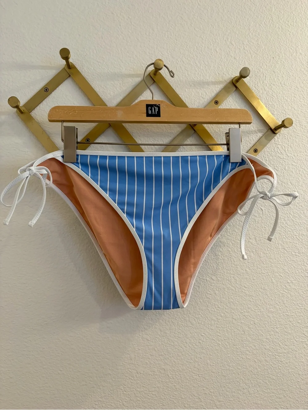 NWT J Crew Iconic String Bikini Bottom Blue White Striped XXL